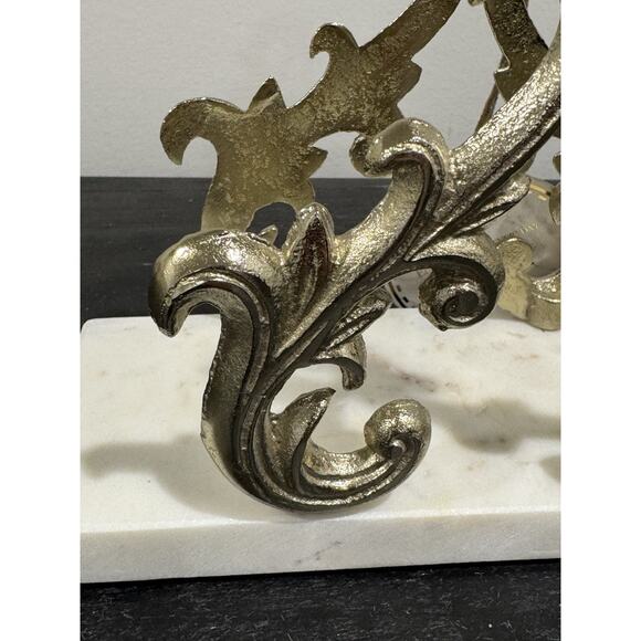 Made In India Ornate Gold Napkin Holder White Faux Marble Base Kitchen Decor - Picture 5 of 12
